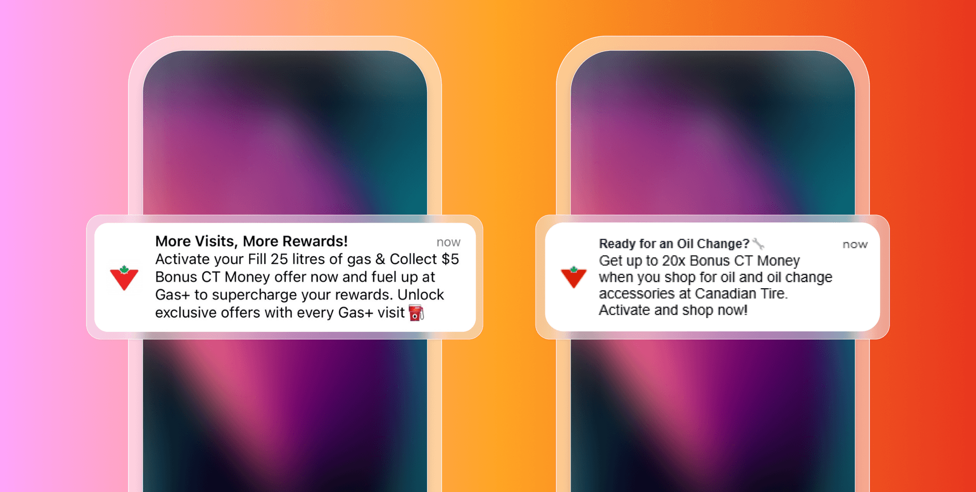 two phones with a message that says more visits more rewards