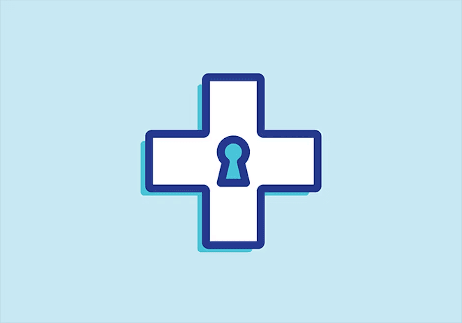 a cross with a keyhole in the middle on a blue background