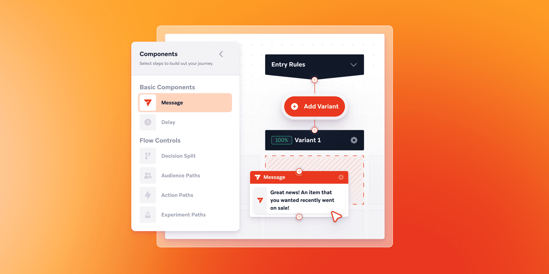 a screenshot of a flow chart with a message that says " great news as item that you wanted recently went on sale "