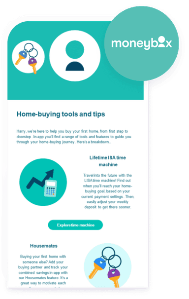 an advertisement for moneybox showing home buying tools and tips
