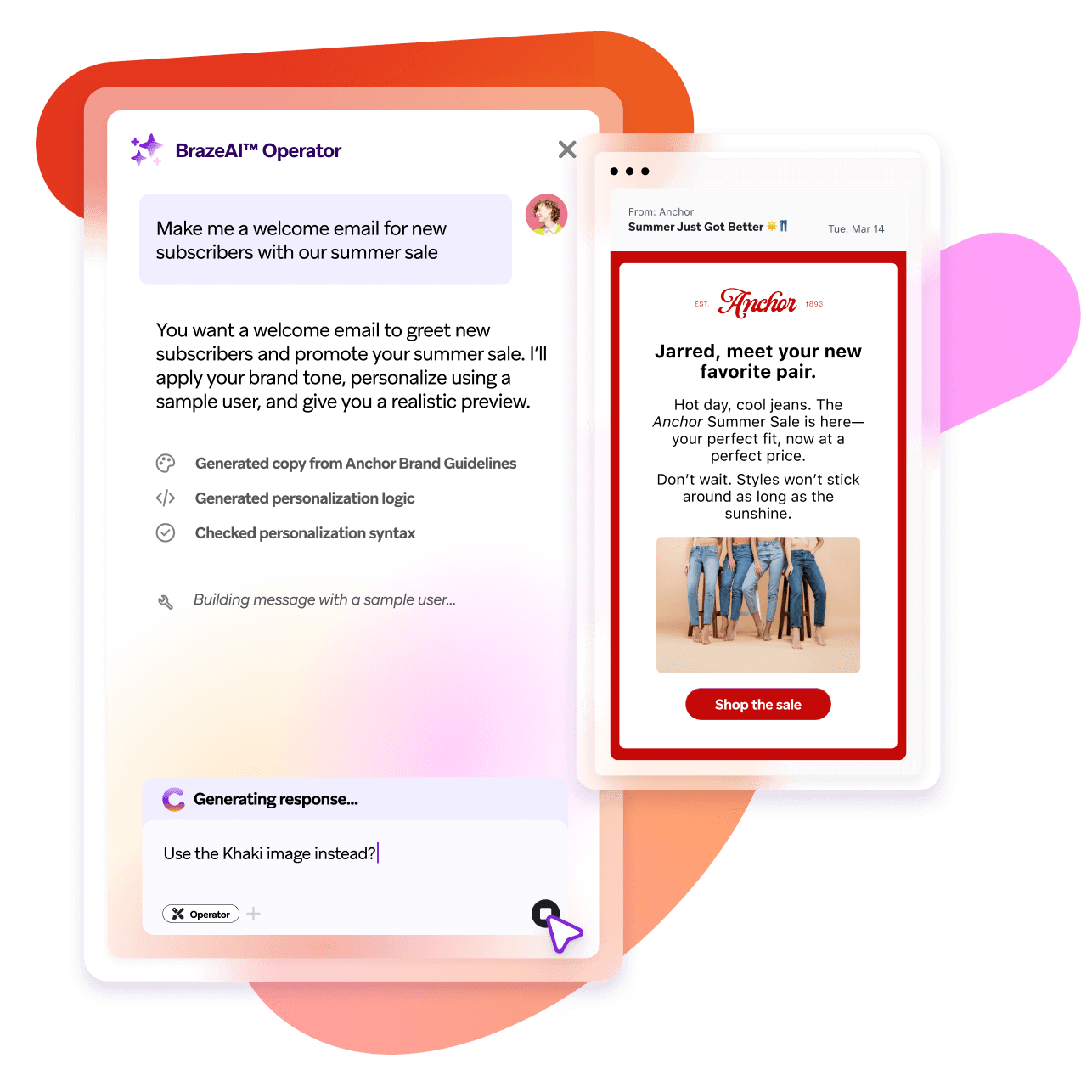 a screen shows a welcome email for new subscribers