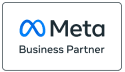 um logotipo do parceiro Meta Business em um fundo branco.