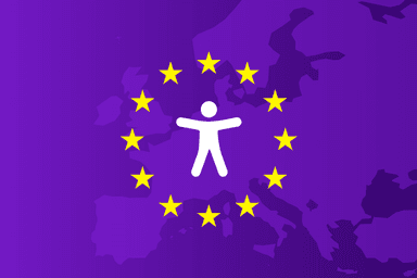 a purple background with yellow stars and a white figure in the middle