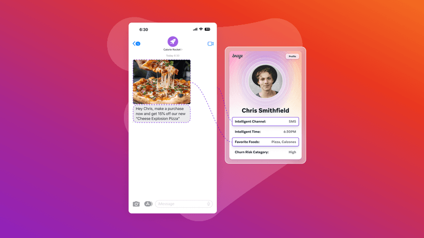 A message from Calorie Rocket that is personalized for a user