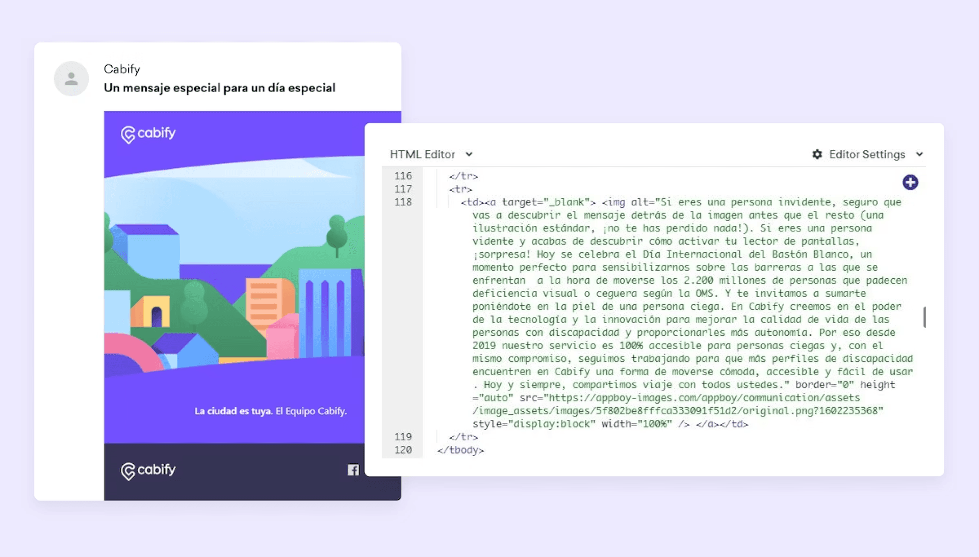 Uma imagem mostrando um e-mail com uma caixa de texto grande com o código do e-mail