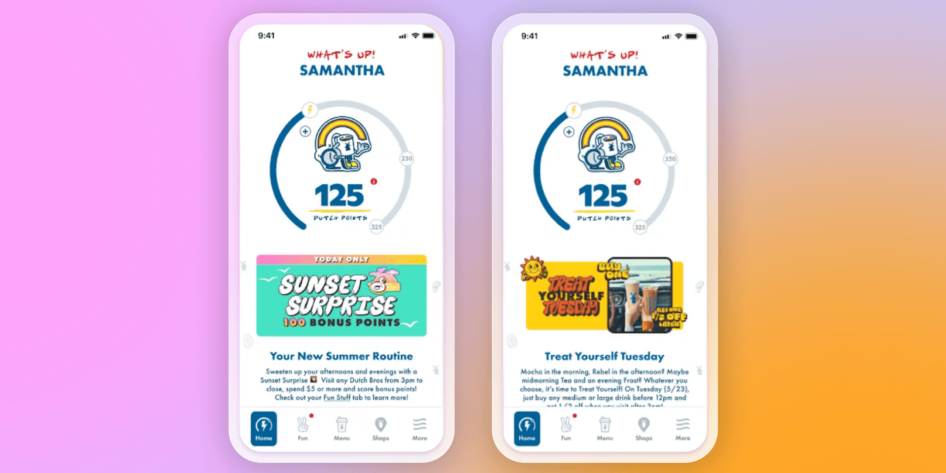 a screenshot of a sunset surprise app