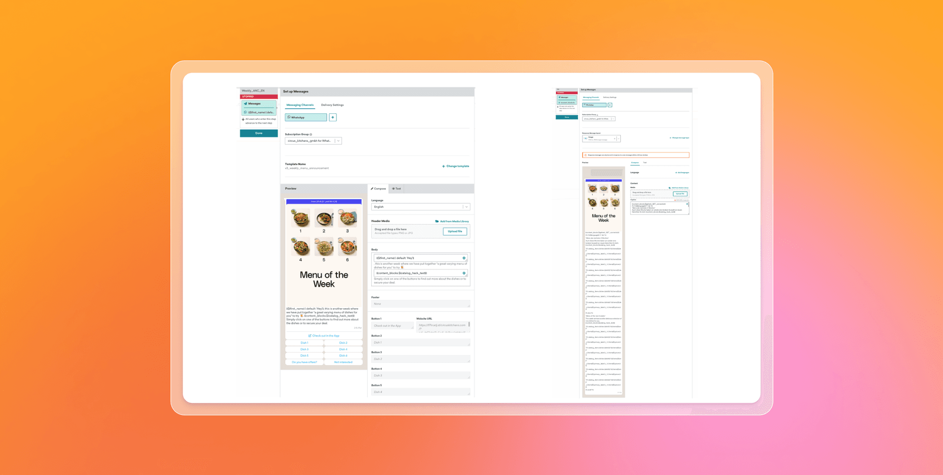 An image showing how to build the menu of hte week in Braze
