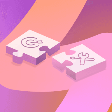 Two puzzle pieces with logos representing marketing and tech teams
