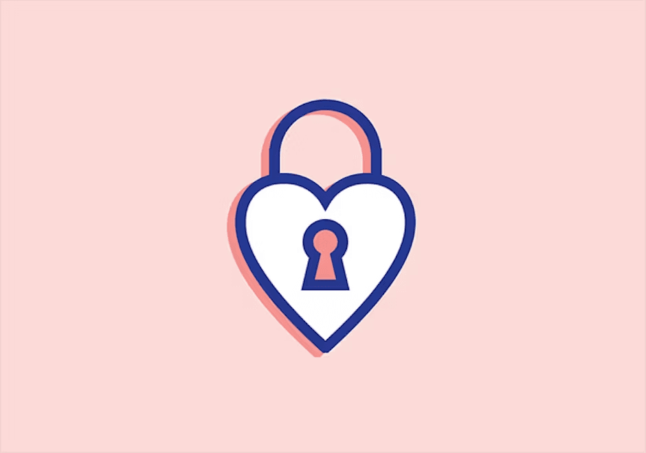 a heart shaped padlock with a keyhole on a pink background
