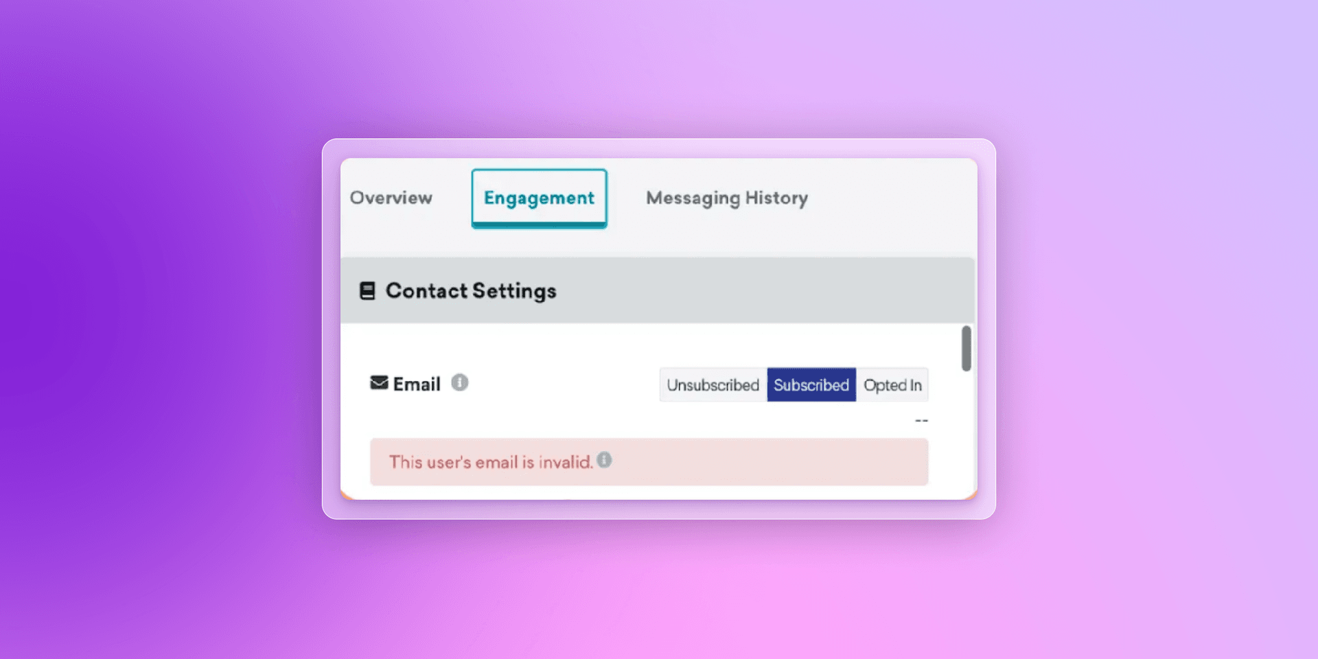 a screenshot of a web page showing a message that says this user 's email is invalid