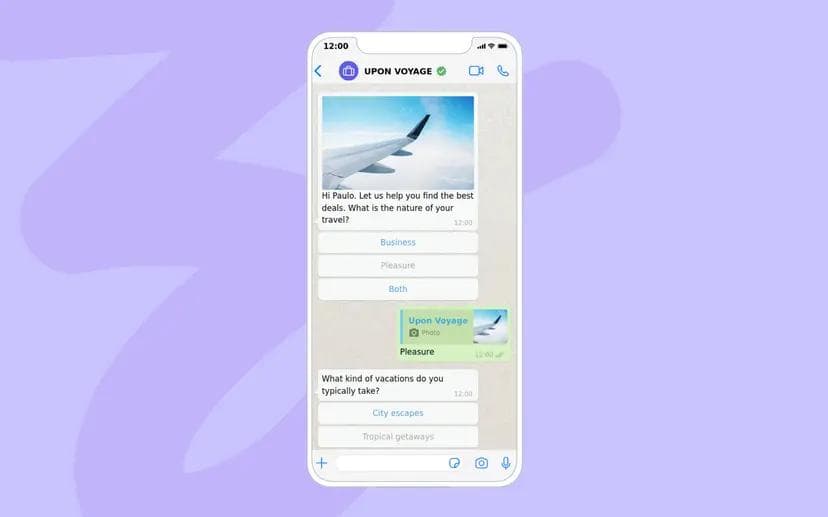 Mensagens bidirecionais no WhatsApp agilizam serviços para o usuário.