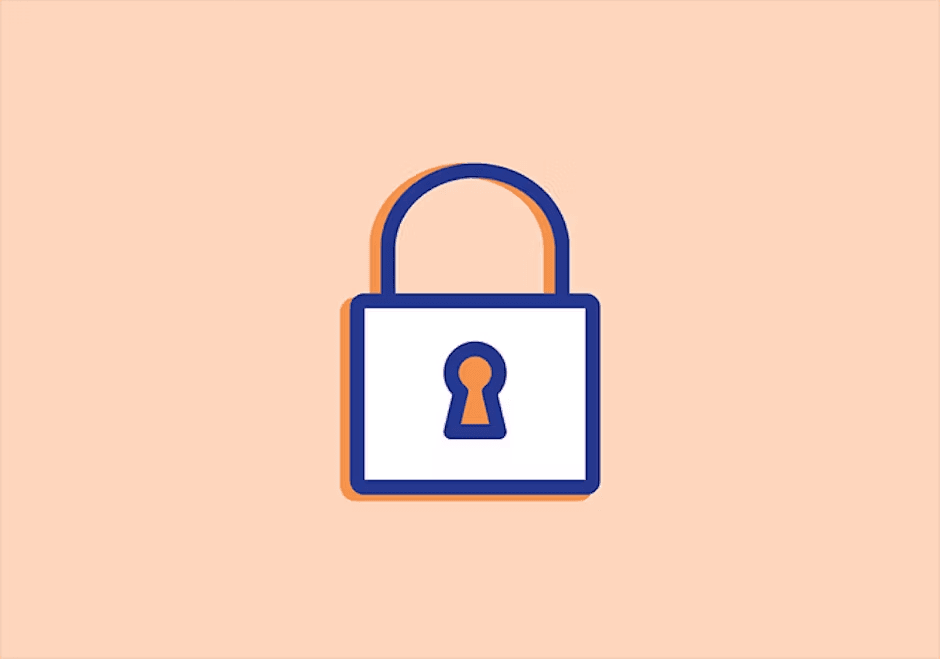 an icon of a padlock with a keyhole on a pink background .