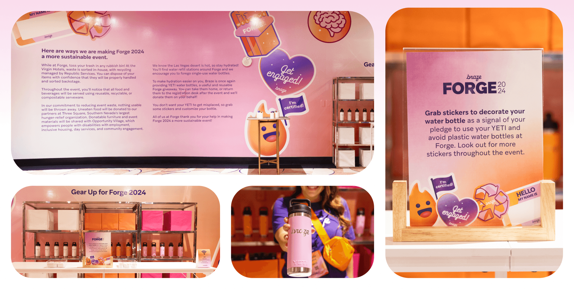 a collage of images including a sign that says forge