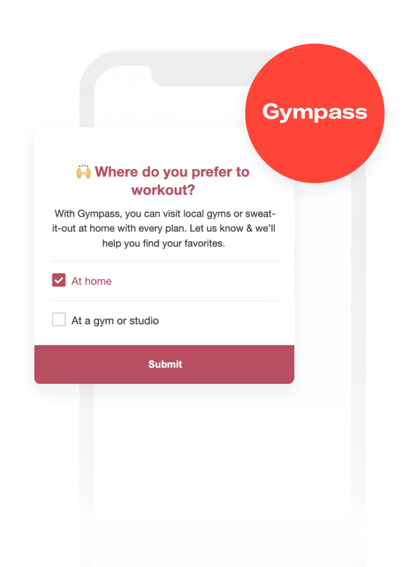a phone screen asking where do you prefer to workout