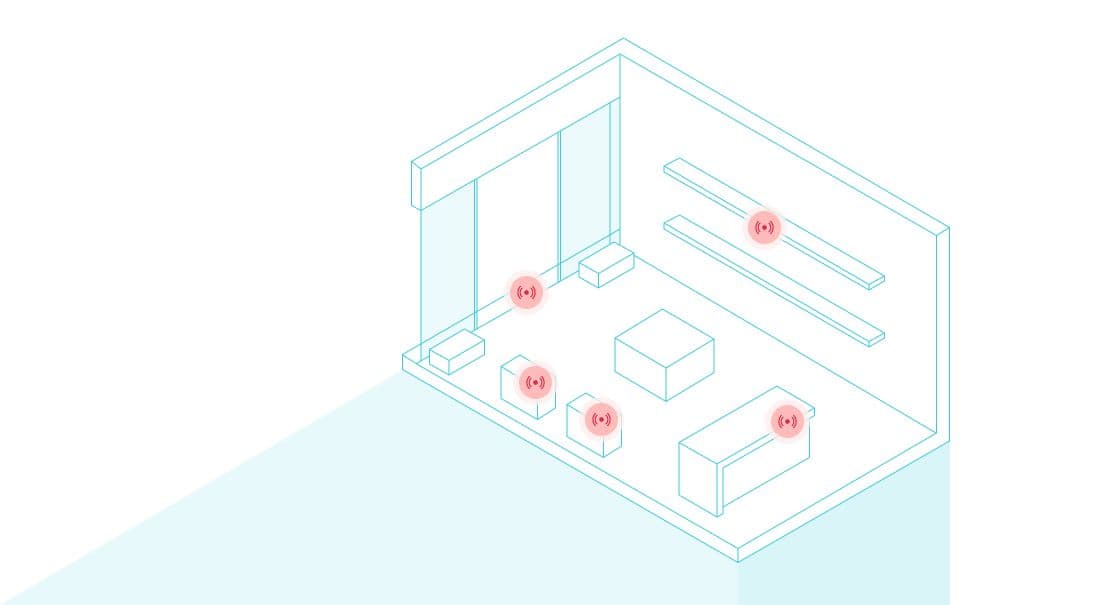 it is an isometric drawing of a room with a lot of furniture .
