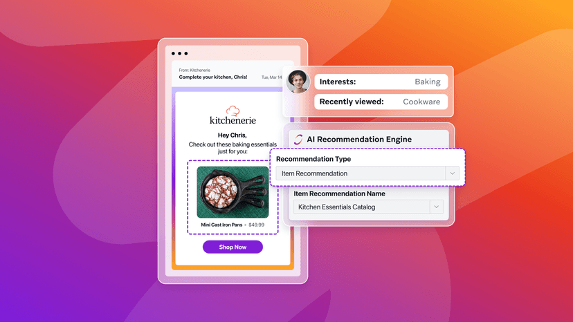 Messages with personalized kitchen recommendations
