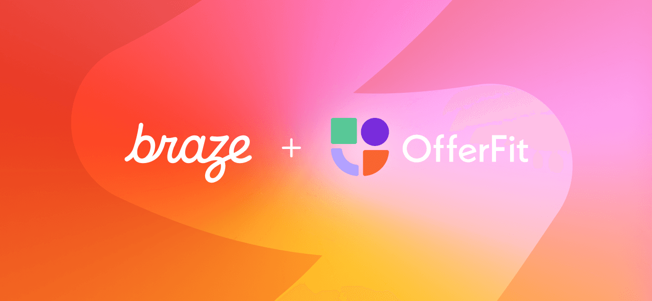 braze and offerfit logos on a colorful background
