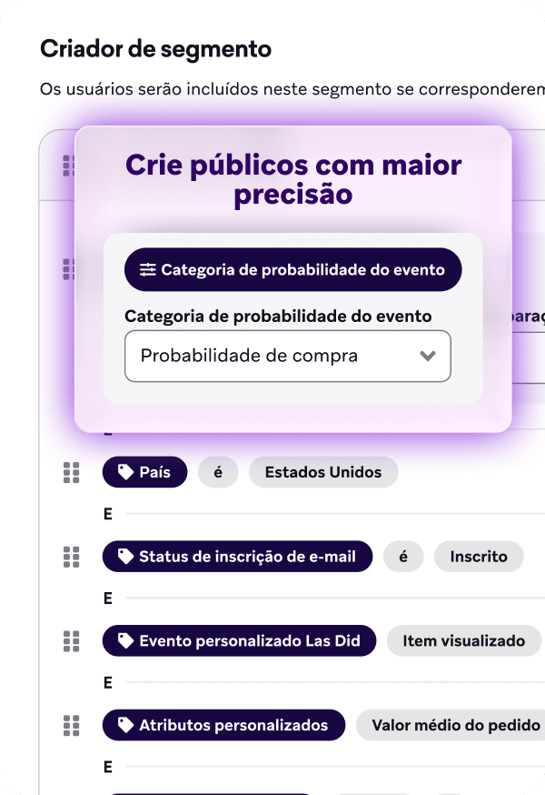 Página com o painel do Segment Builder