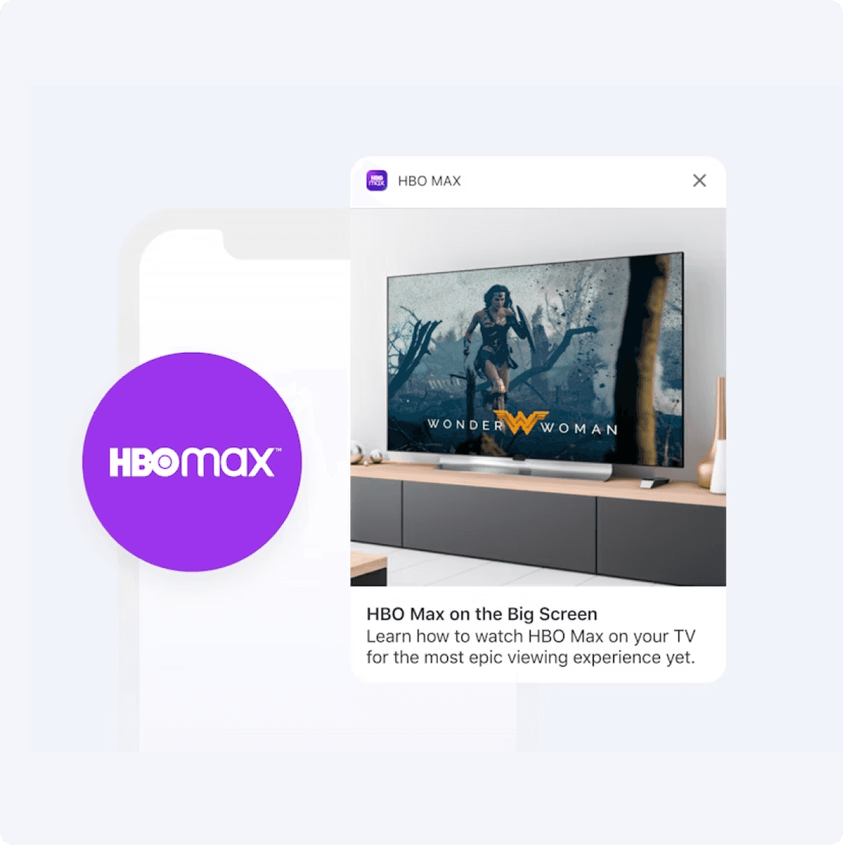 an ad for hbo max on the big screen