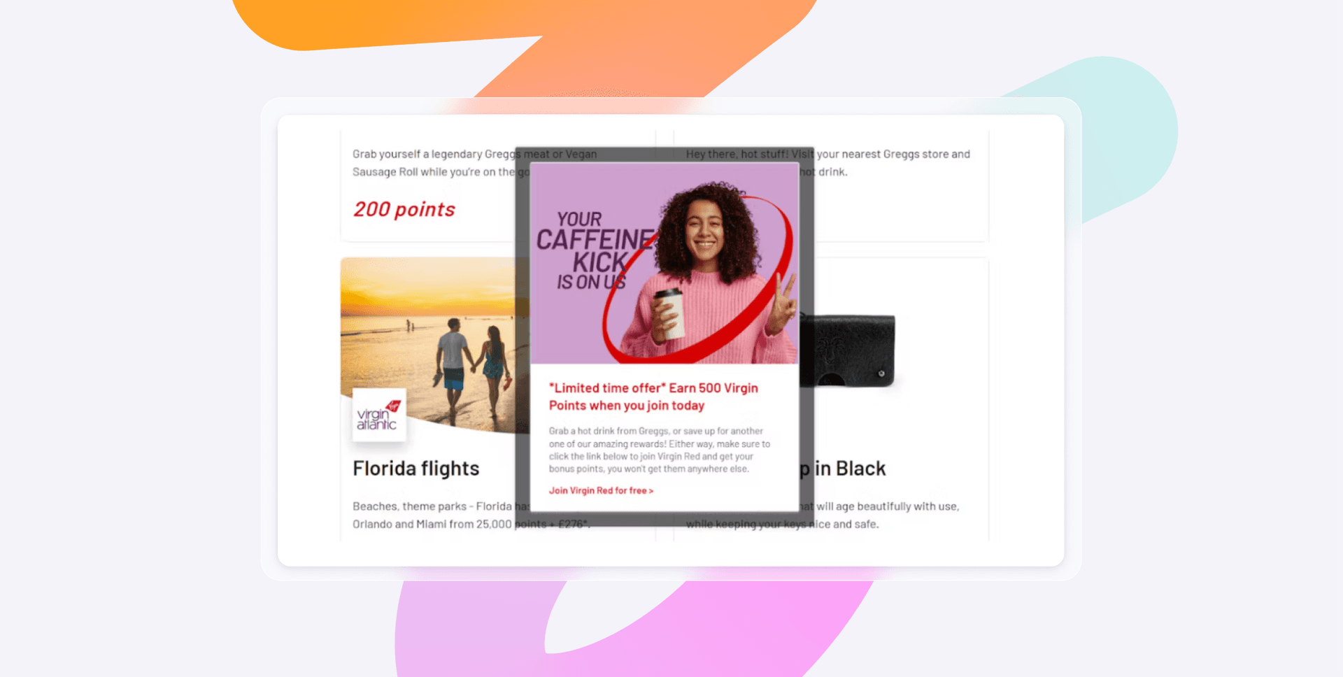 un message de Virgin Red sur son programme de fidélité