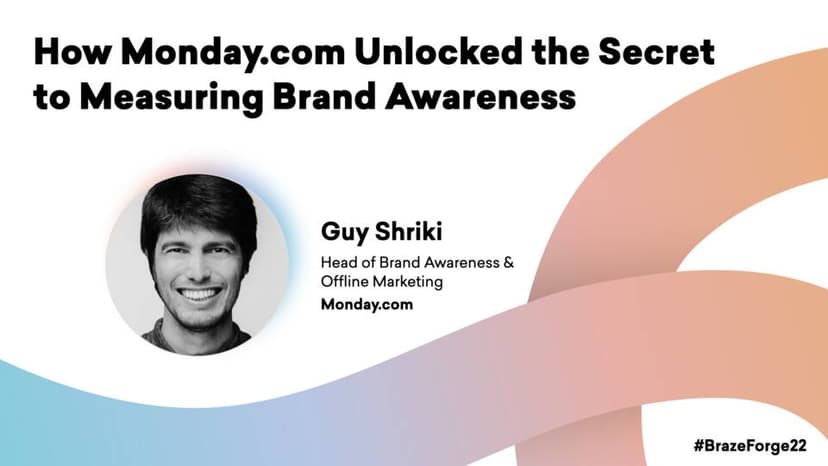 a poster with a picture of a man and the words `` how monday.com unlocked the secret to measuring brand awareness ''
