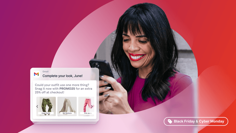 a woman is smiling while looking at her phone, with a caption suggesting she is making a clothing purchase