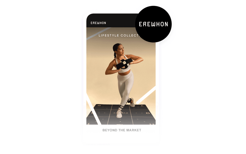 an advertisement for erewhon lifestyle collect shows a woman doing squats
