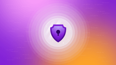 a purple shield with a keyhole in the middle