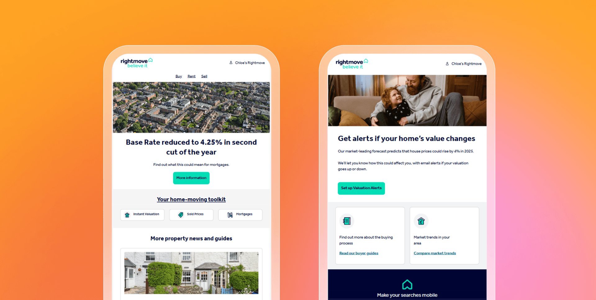 a couple of phones displaying an email from nightmove