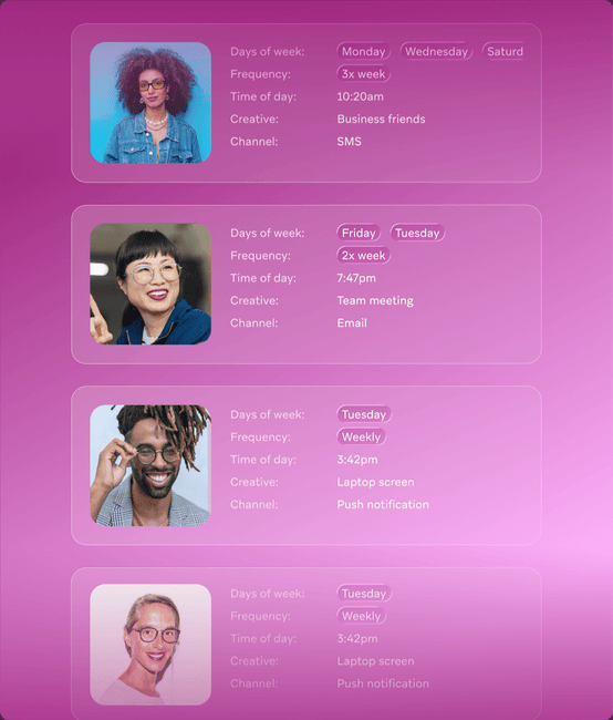 a purple background with a list of days of the week