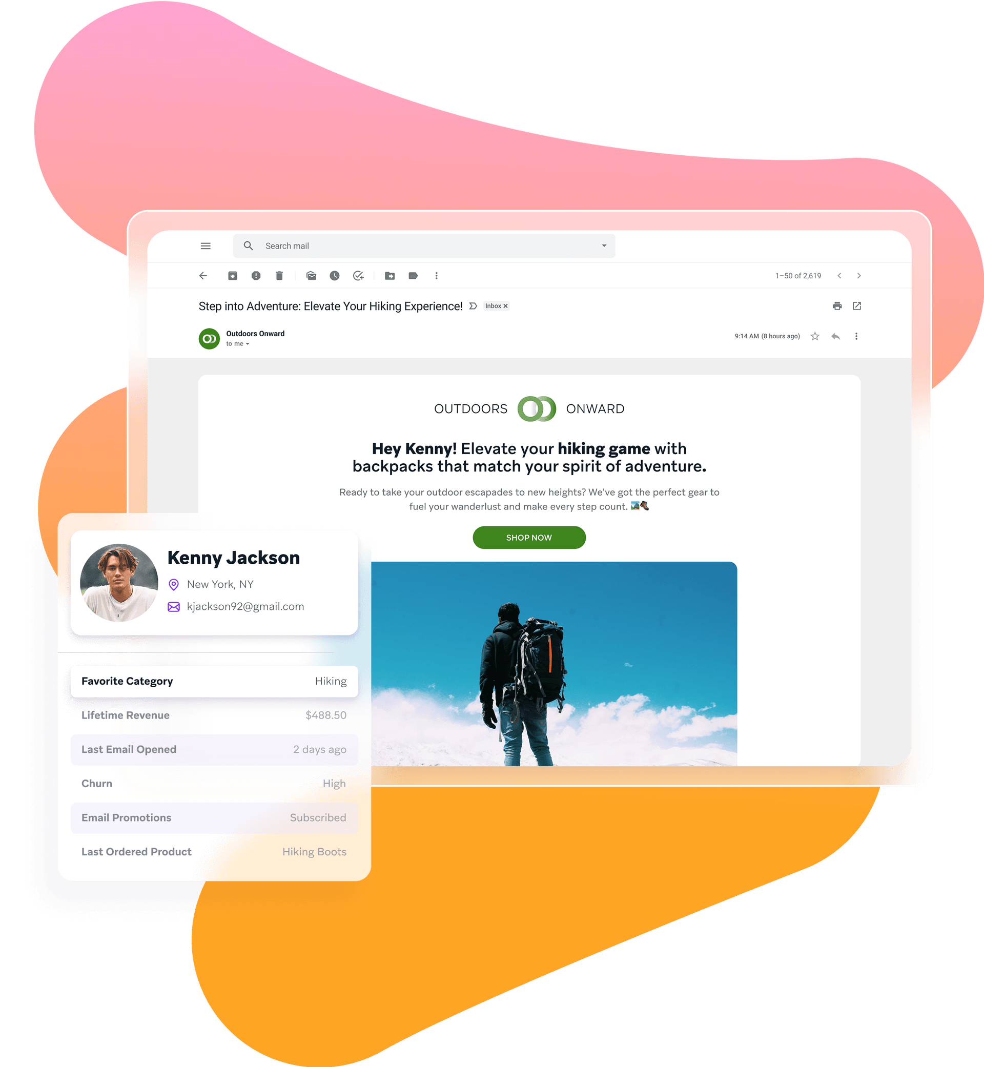 a screenshot of a website that says outdoors onward
