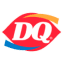 a close up of a dq logo on a white background .