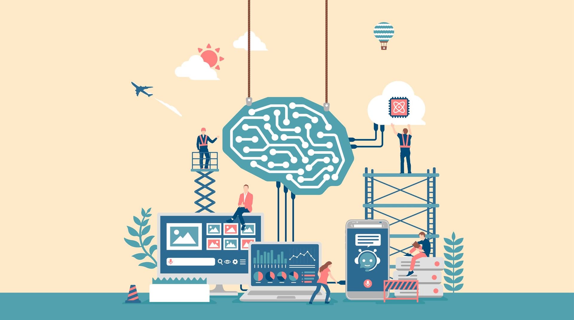 a group of people are working on a computer and a brain .