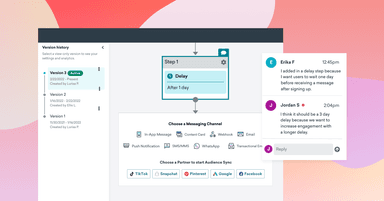 A window showing how to create a customer journey and collaborate with colleagues in Braze