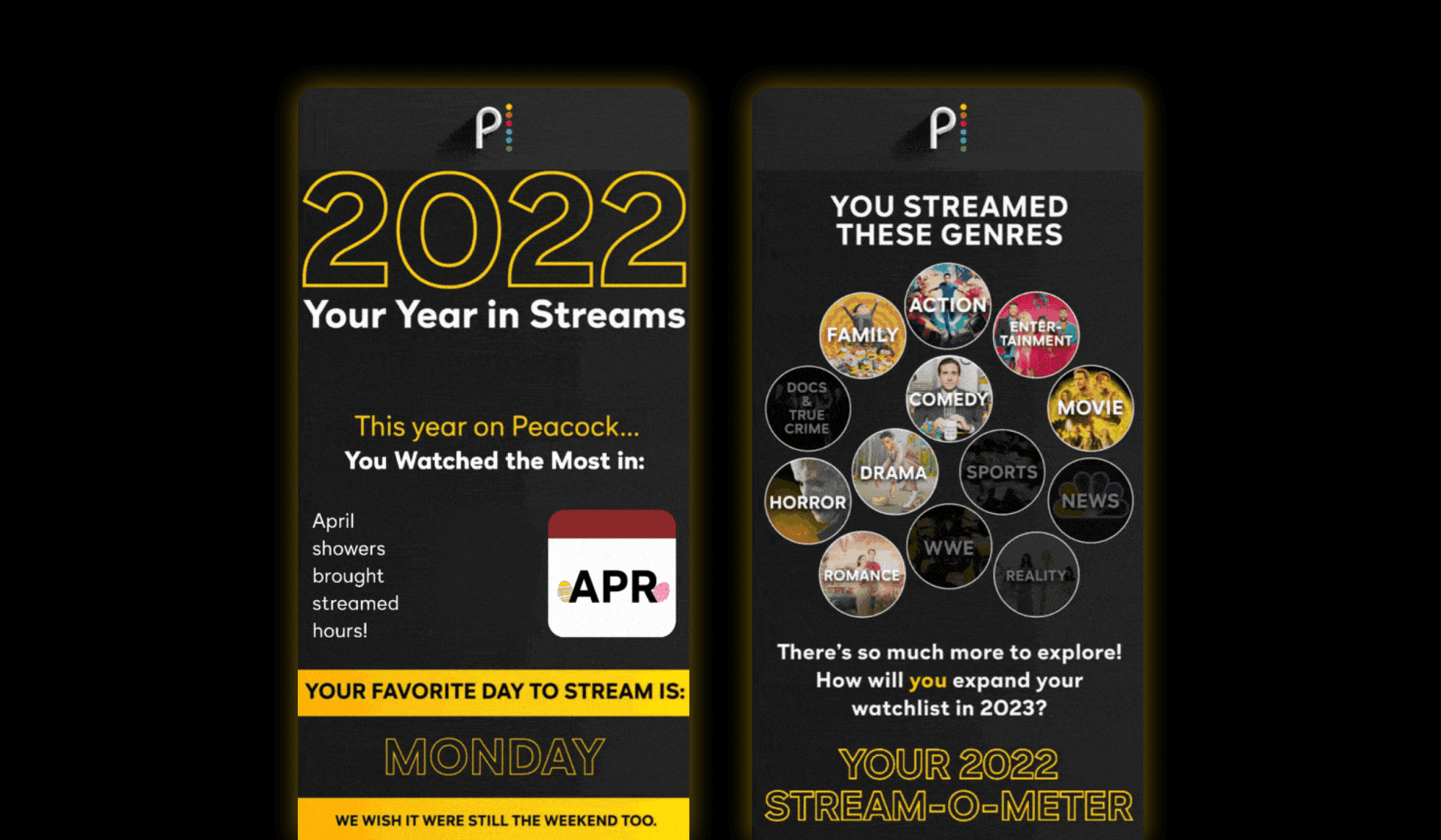 a year-in-review email from the brand Peacock