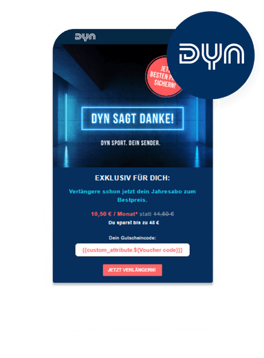 an advertisement for dyn says dyn sagt danke
