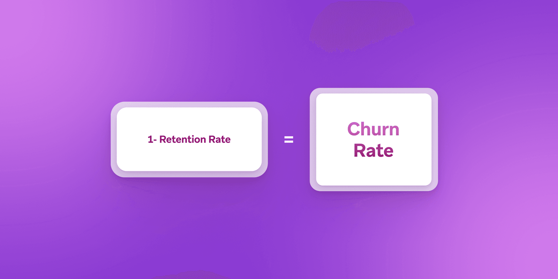 a purple background with two squares that say 1-retention rate and churn rate .