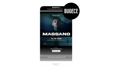 a poster for massano is displayed on a black background