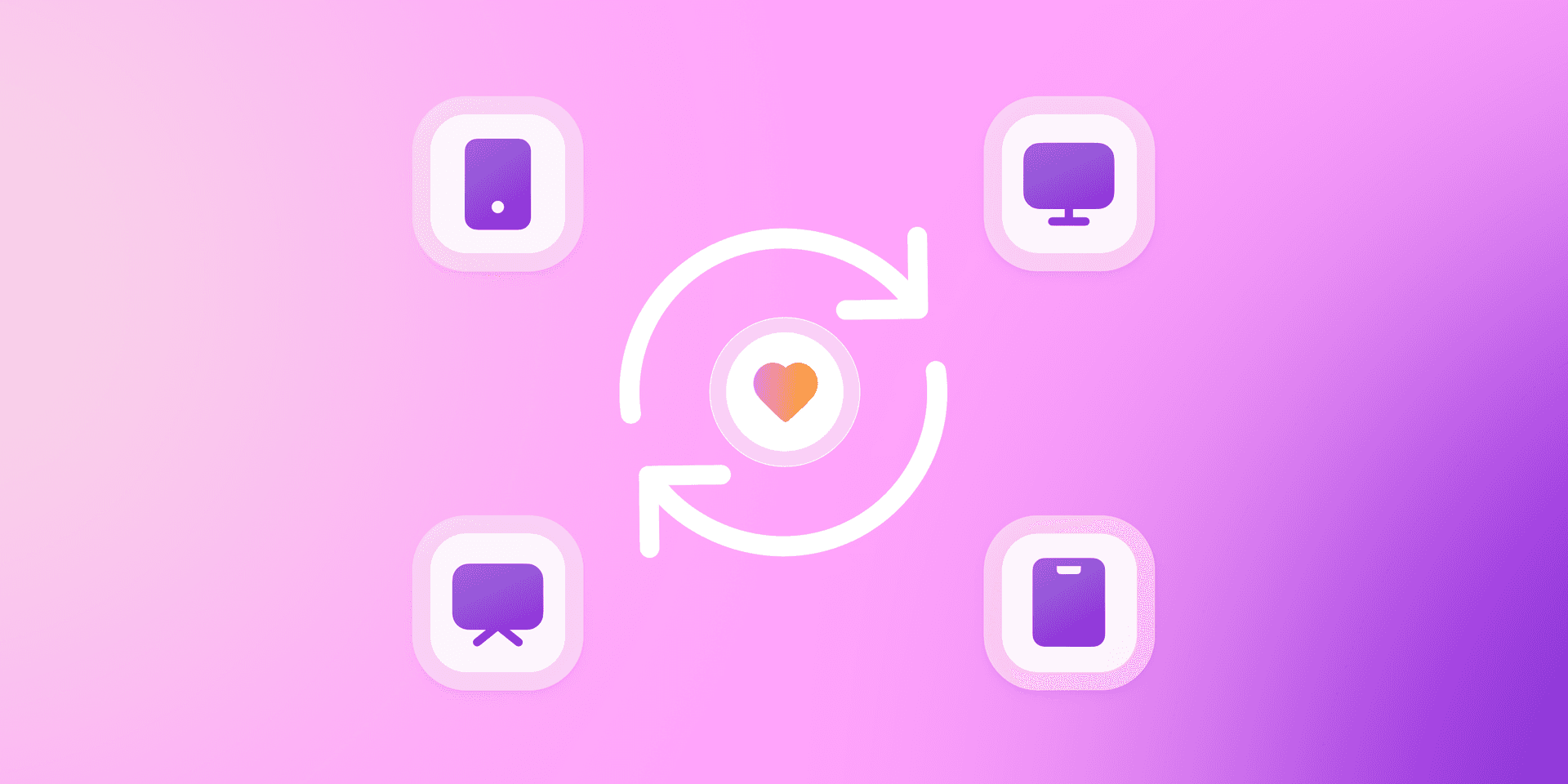 a circle with a heart in the middle and arrows around it