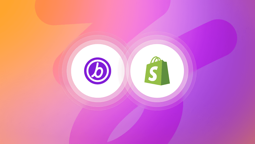 Braze and Shopify logos on orange and purple background