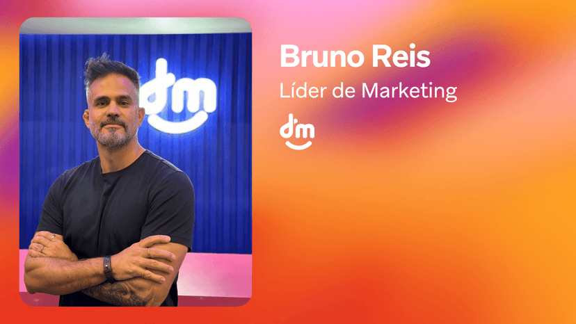Bruno Reis, Marketing Leader, standing with arms crossed, with "dm" logo and text identifying him and his role.