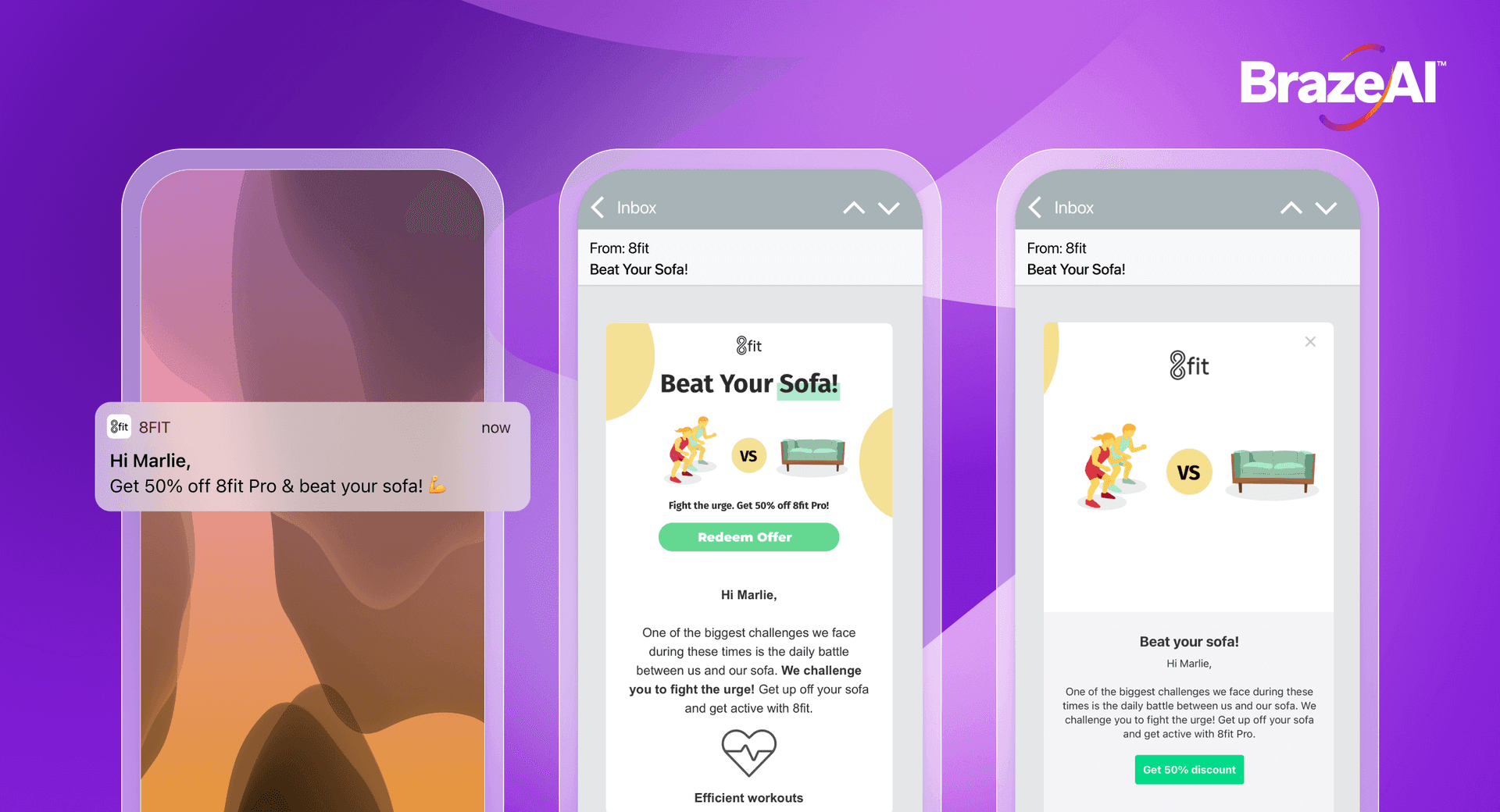 um fundo roxo com um logo da braze ai