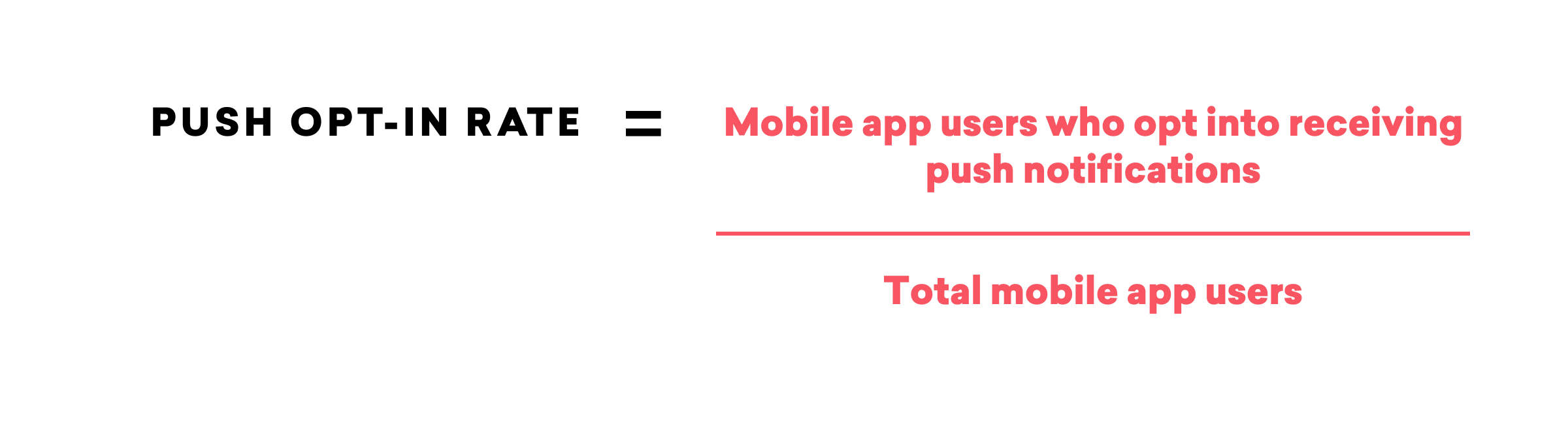 a graphic that says push opt in rate mobile app users who opt into receiving push notifications total mobile app users