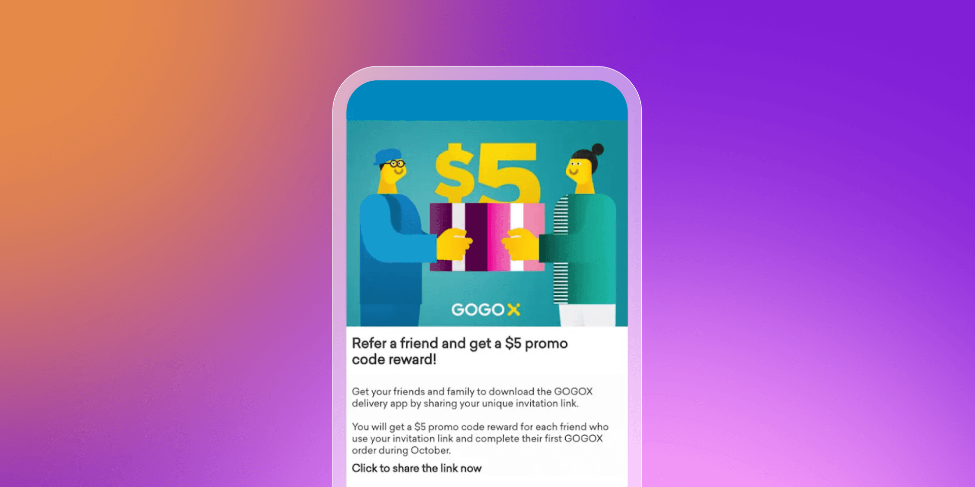 a phone screen shows a promotion for gogox