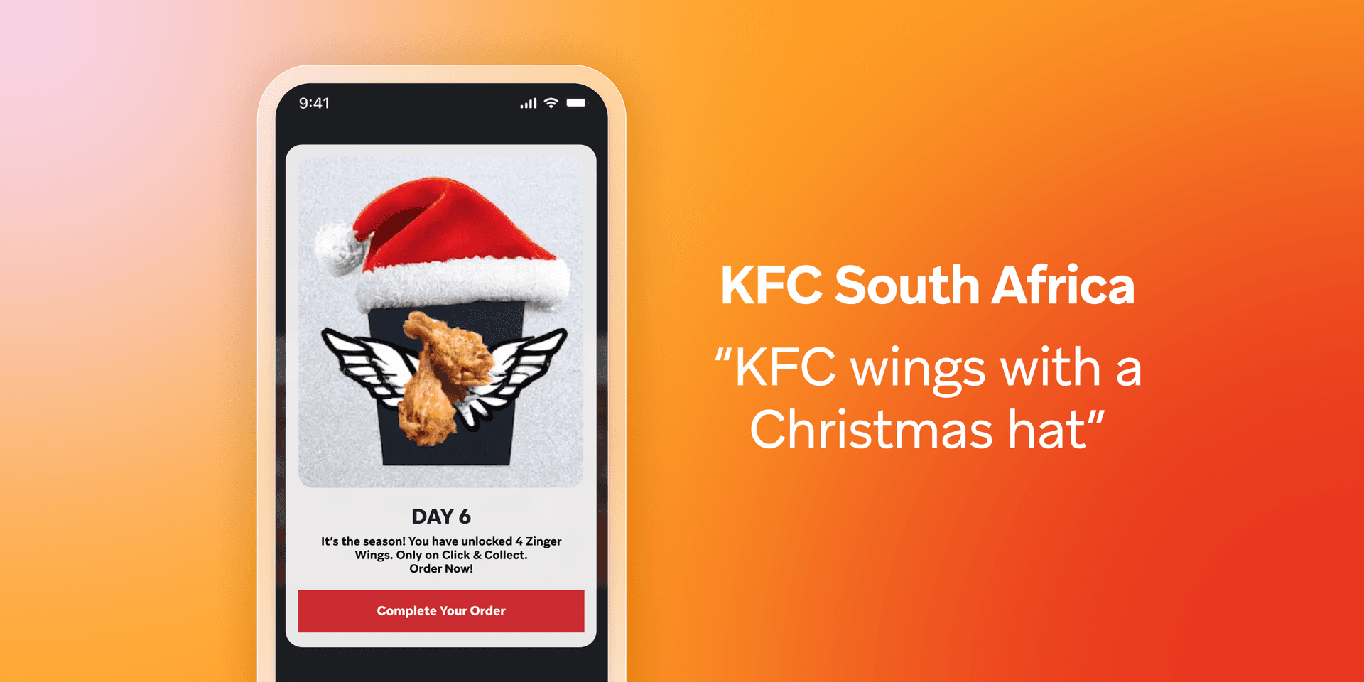 kfc south africa wings with a christmas hat