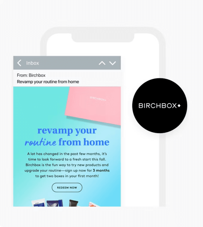an email from birchbox that says revamp your routine from home