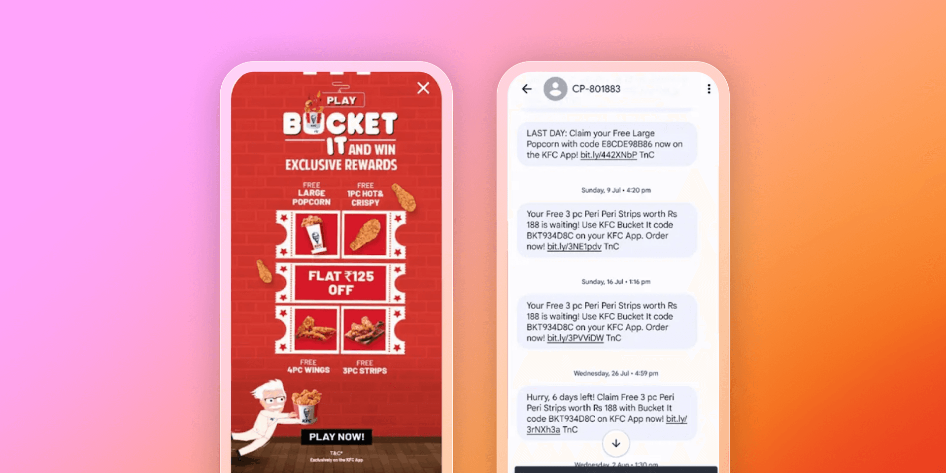 a screenshot of a bucket it and win exclusive rewards app