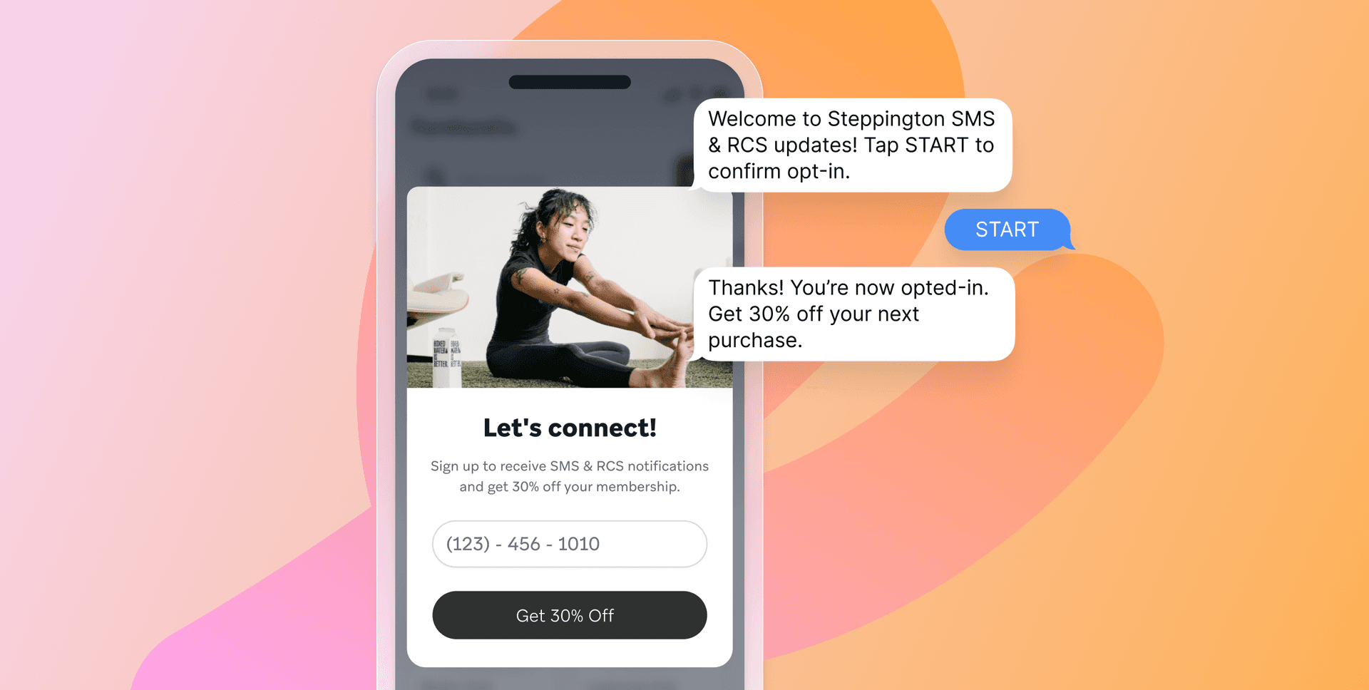 a phone with a message that says let 's connect