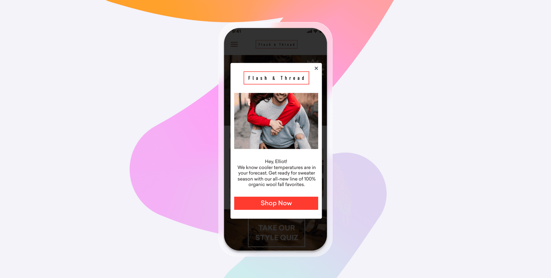 a phone with a flash & thread popup on it