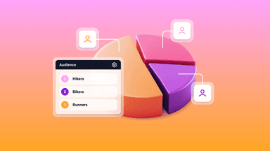 a pie chart showing the audience of hikers bikers and runners